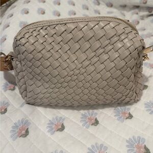 Shiraleah Woven Cream Crossbody Bag leather